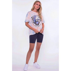 Wst Cst NWT Lightning Tiger Tie Dye Short Sleeve Crew Neck Tee Blue Pink L New